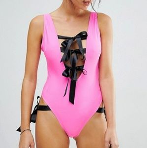 Asos NWT tie up swimsuit sz 8 us